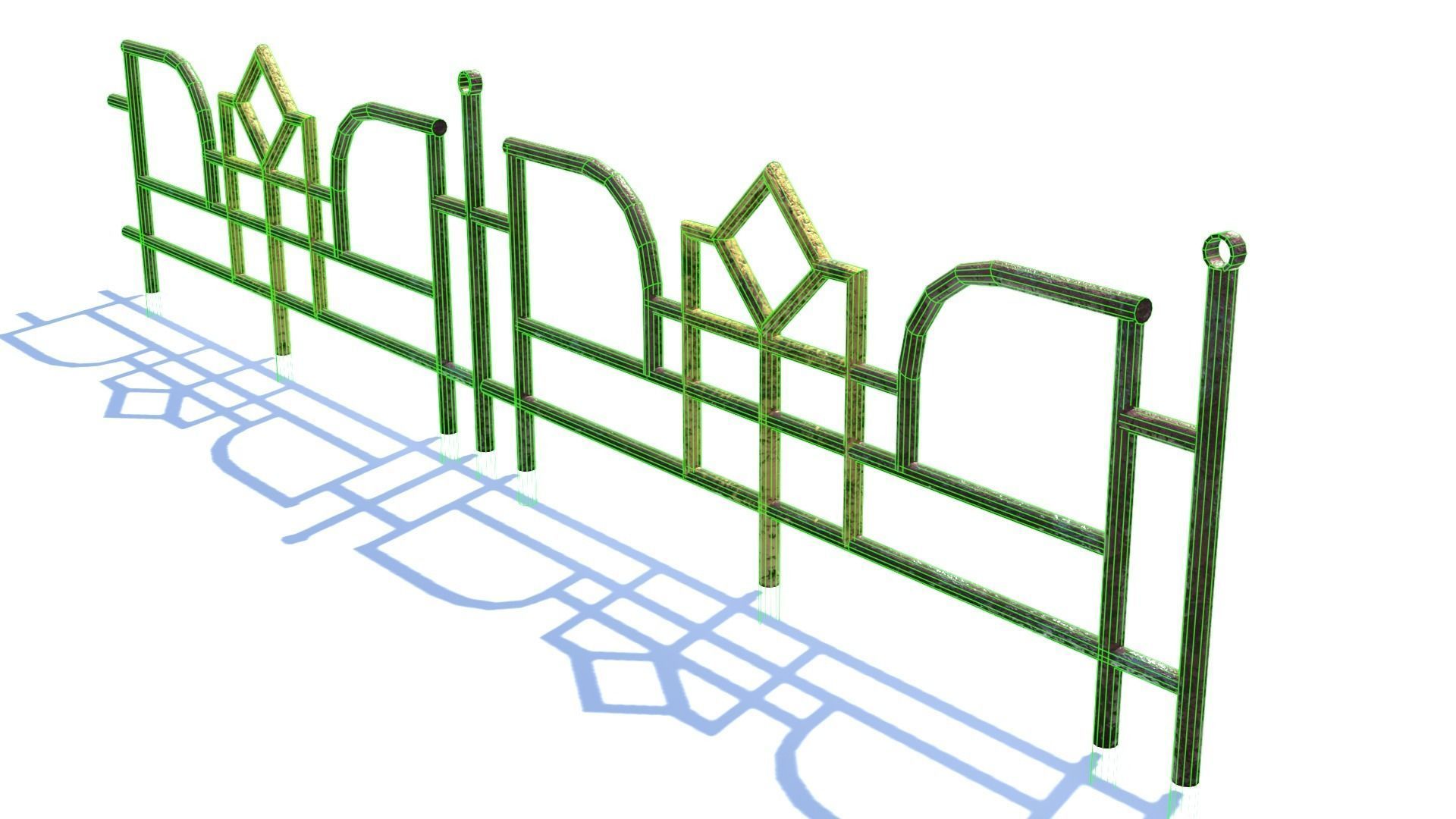 Old Rusty Fence Low-poly 3D model_6