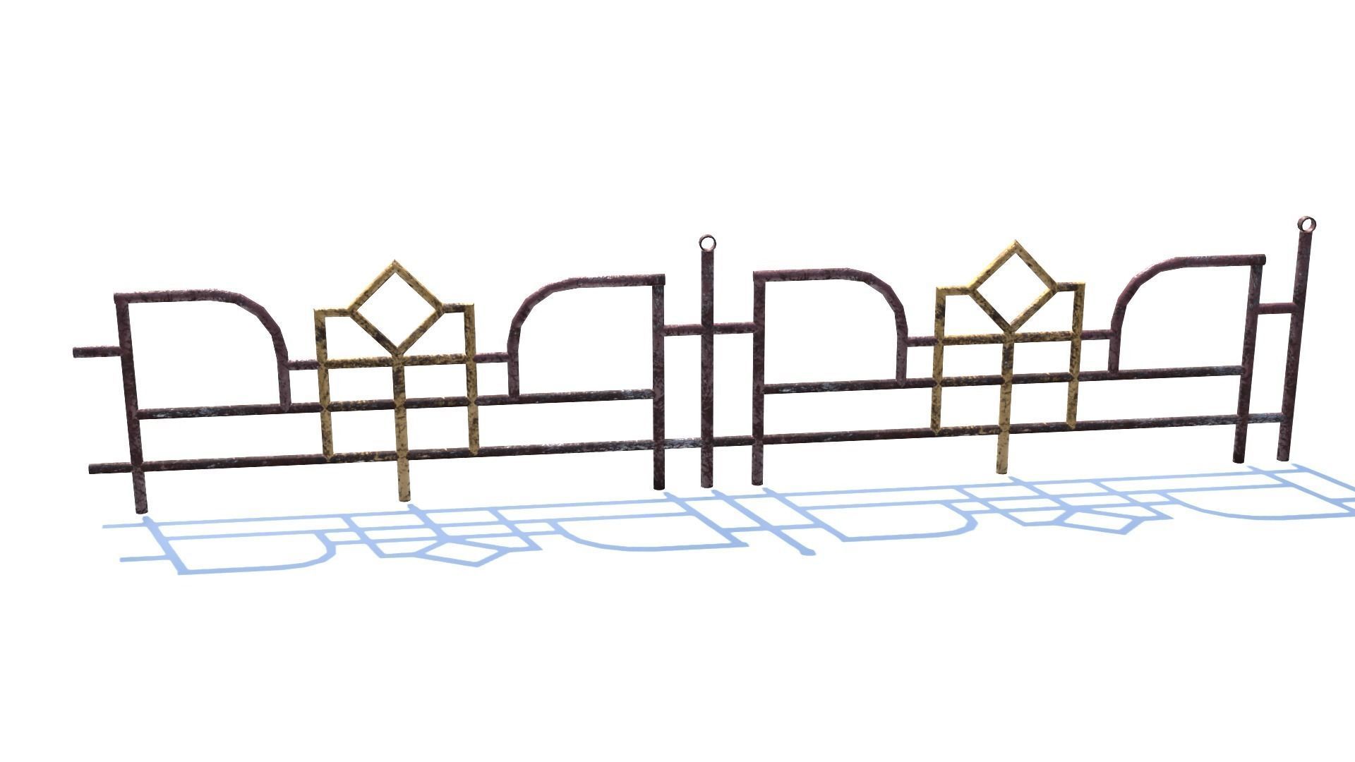 Old Rusty Fence Low-poly 3D model_4