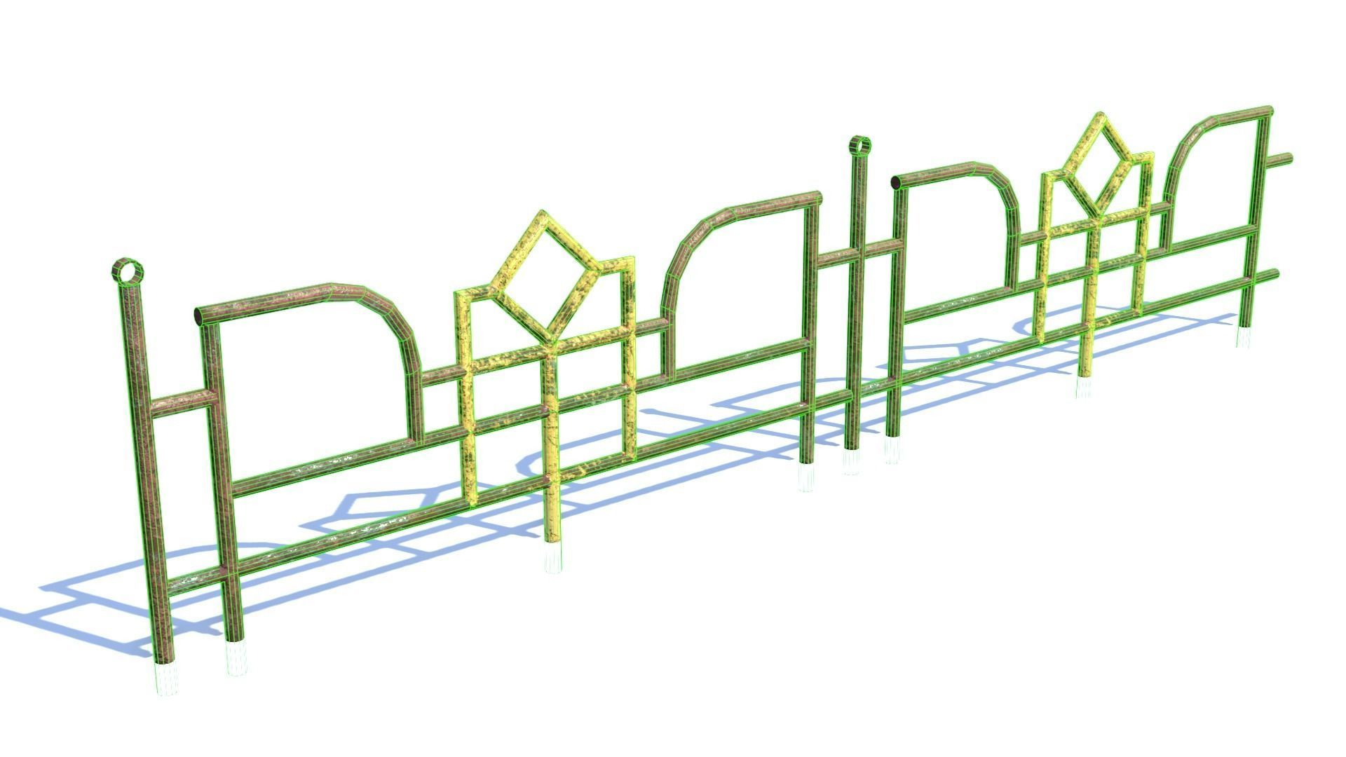 Old Rusty Fence Low-poly 3D model_7