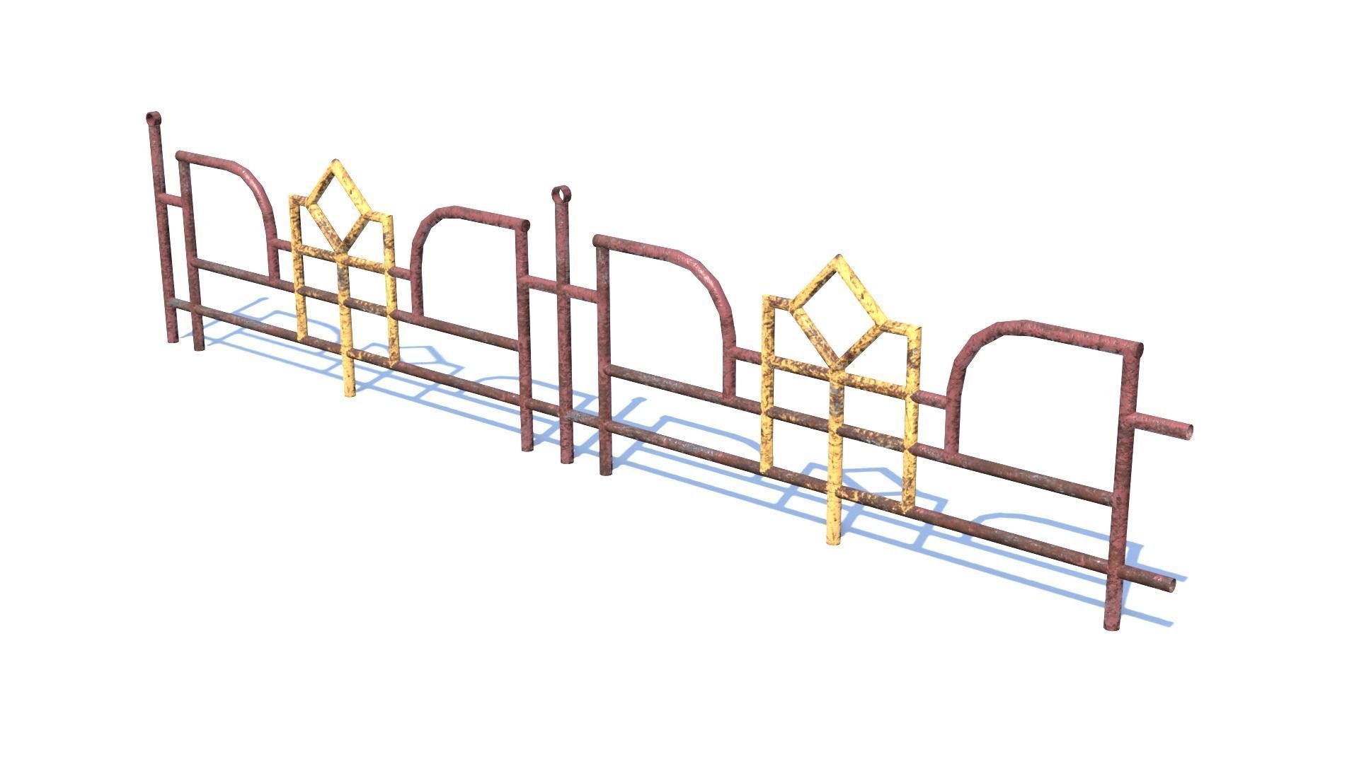 Old Rusty Fence Low-poly 3D model_2