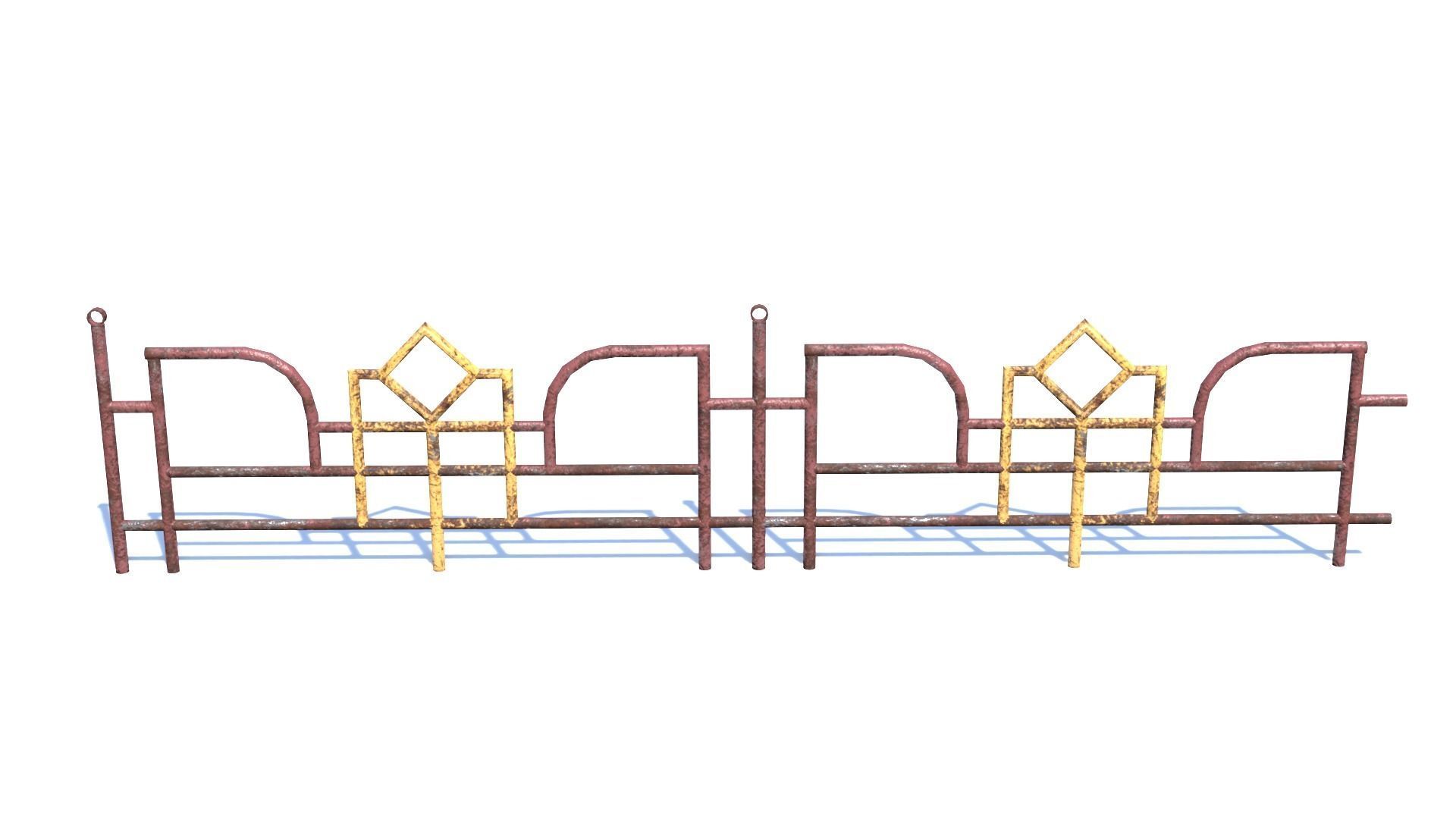 Old Rusty Fence Low-poly 3D model_1