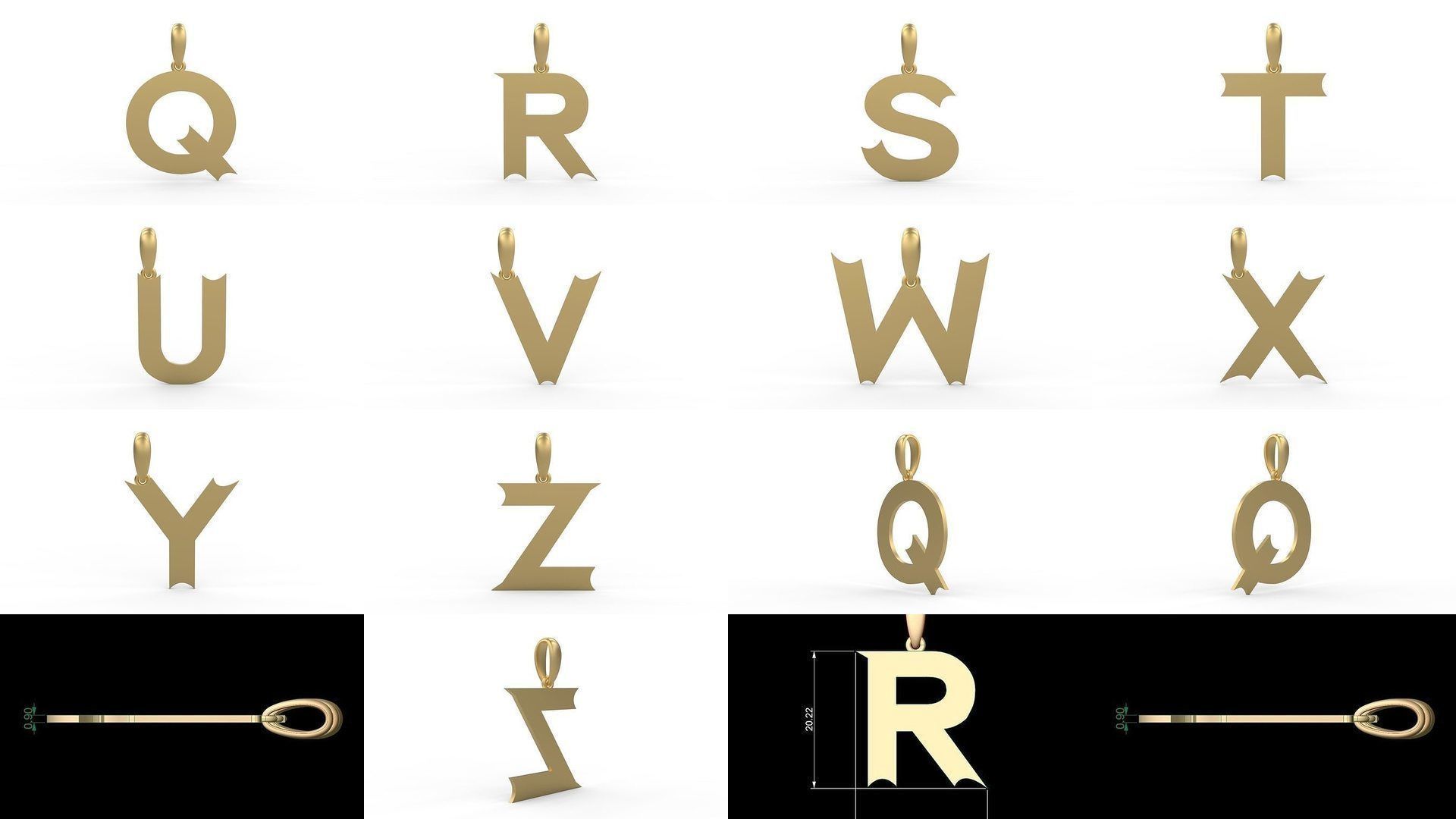 Initial Letters Pendant Alphabets Week 3D Model Collection_1