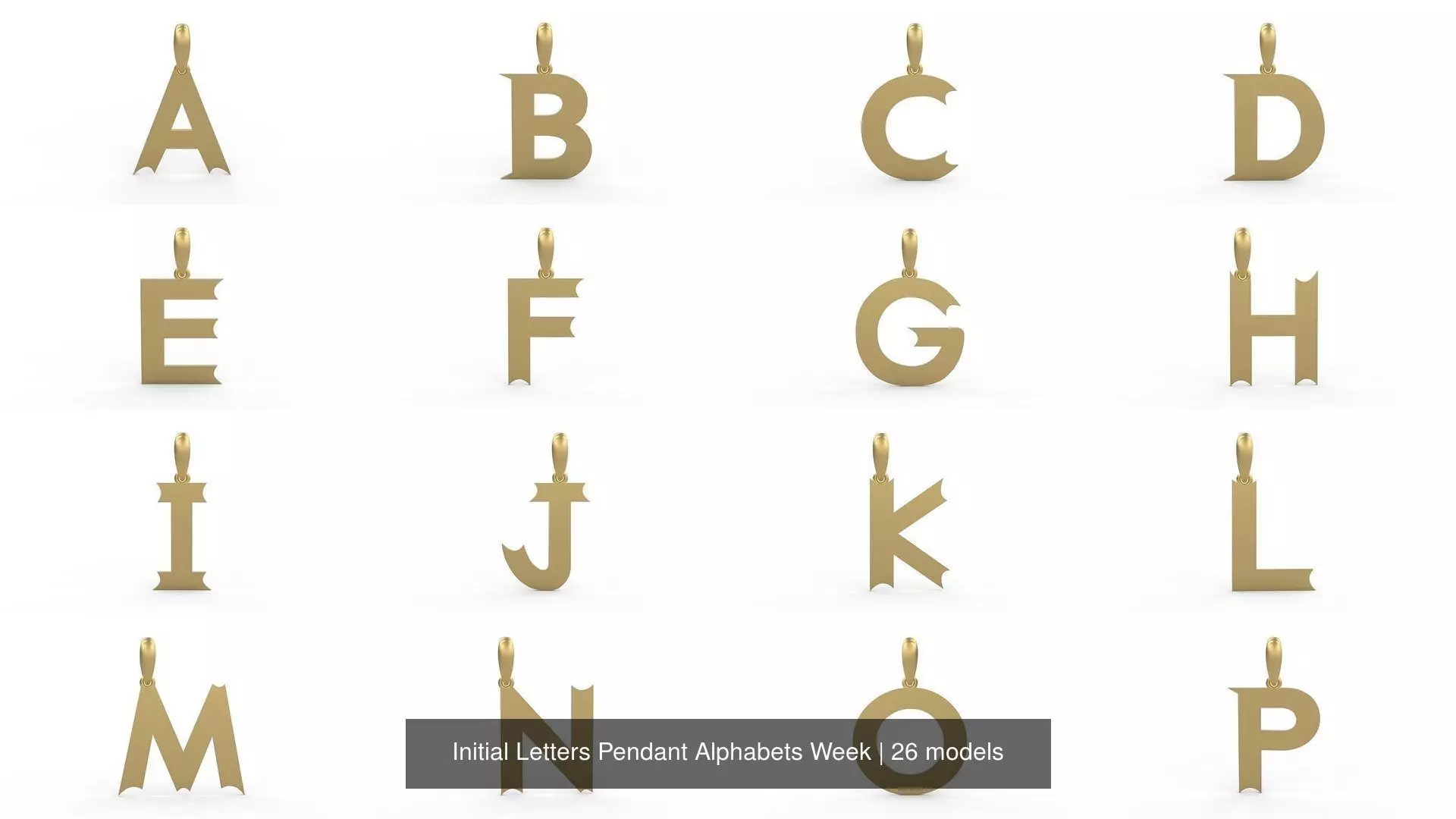 Initial Letters Pendant Alphabets Week 3D Model Collection_0