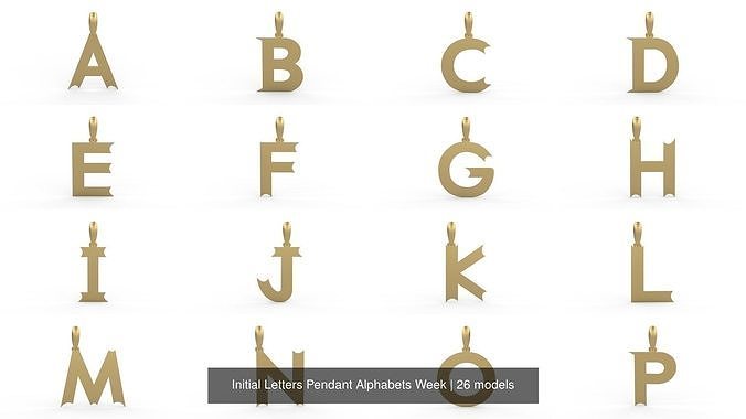 Initial Letters Pendant Alphabets Week 3D Model Collection