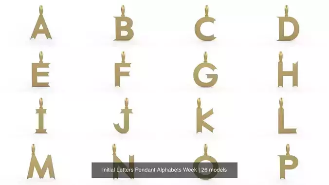 Initial Letters Pendant Alphabets Week 3D Model Collection