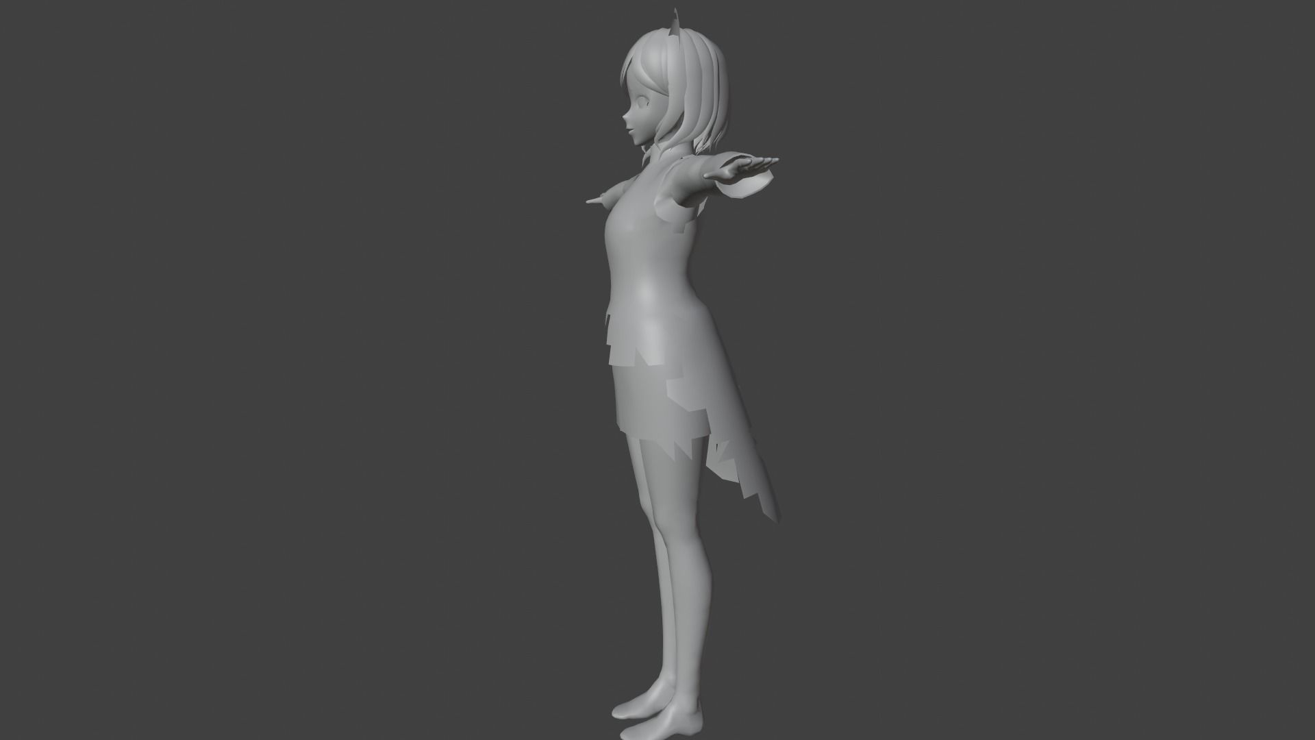 cute anime girl character - Hisa Low-poly 3D model_9