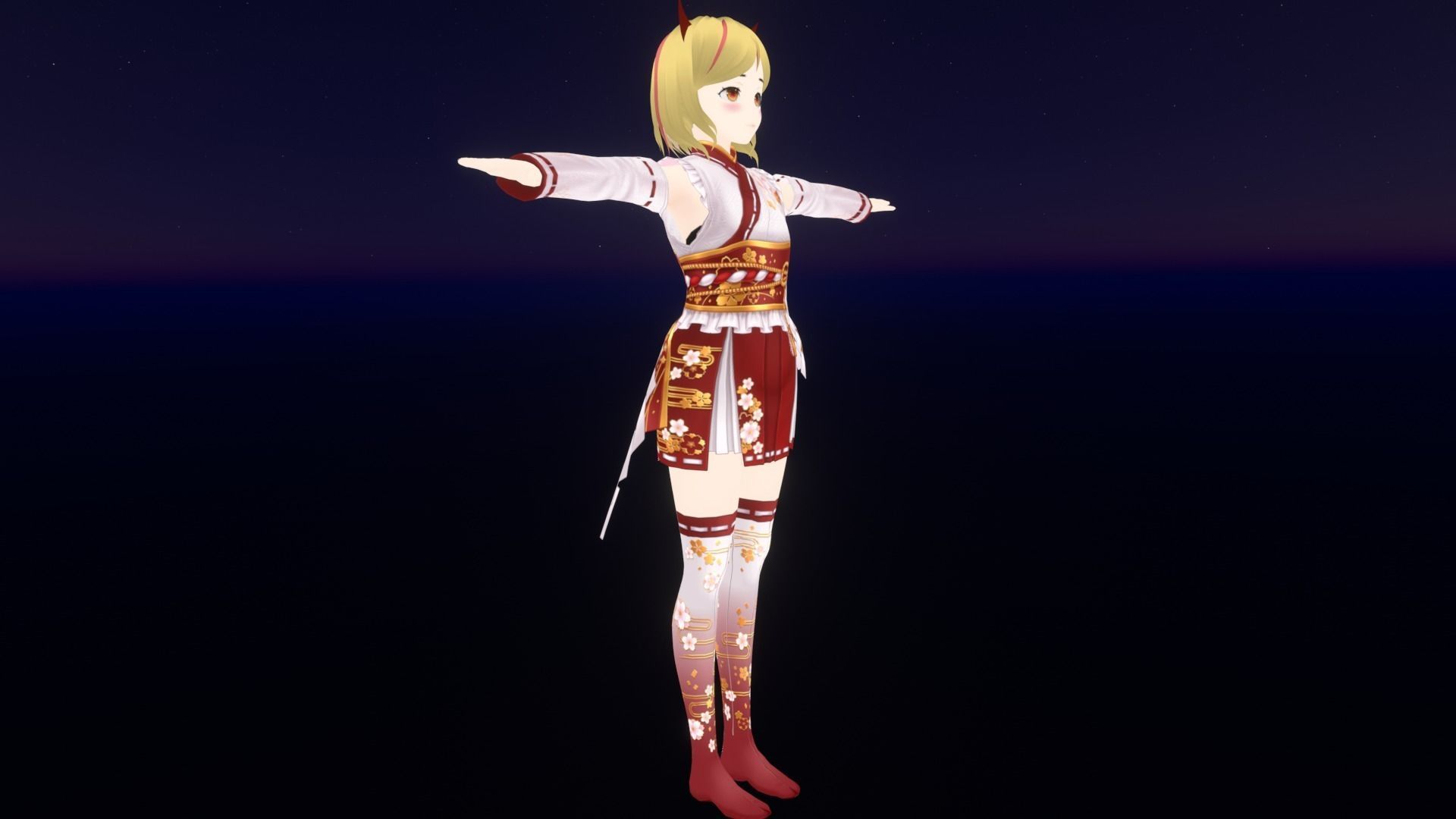 cute anime girl character - Hisa Low-poly 3D model_3