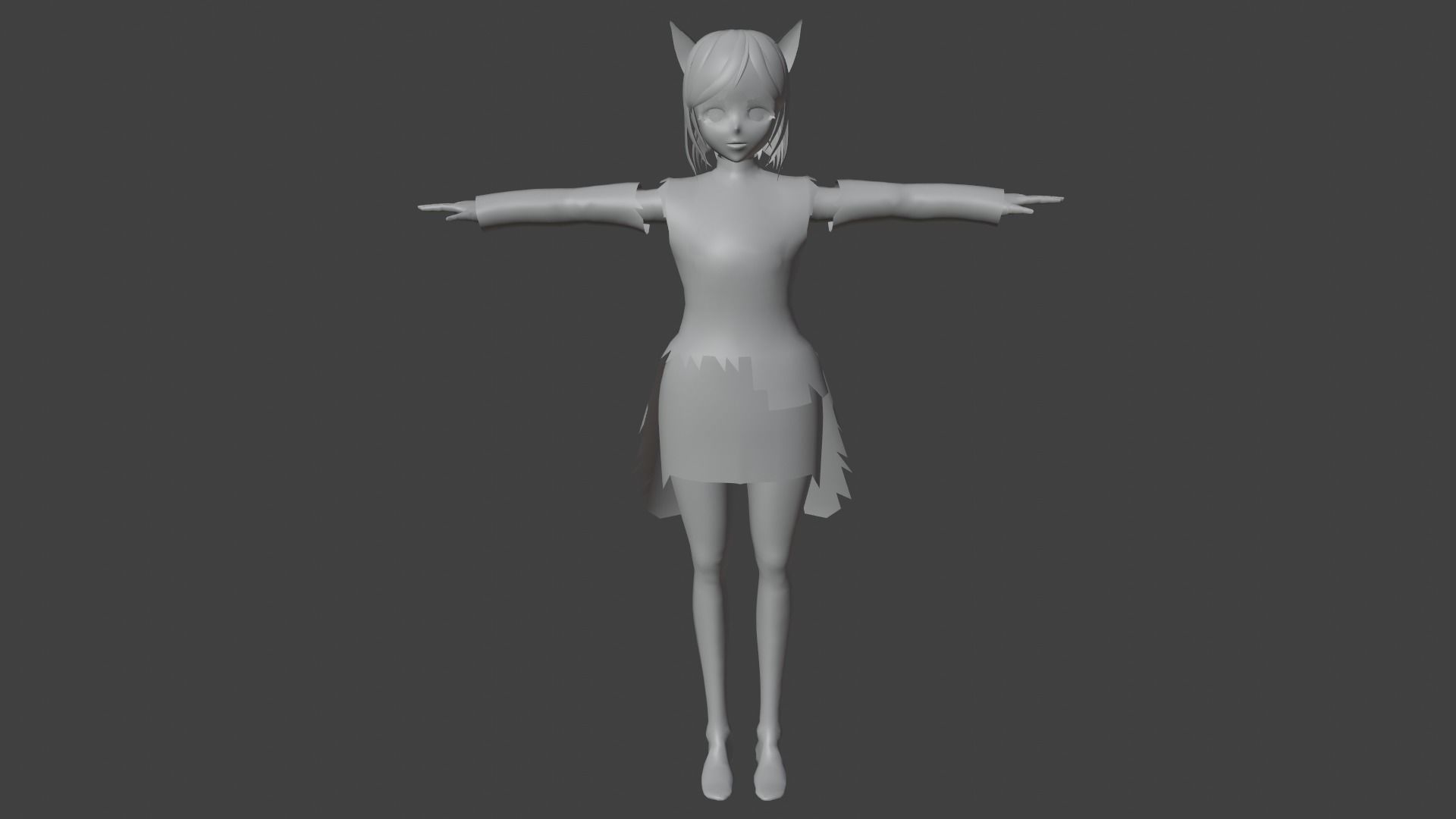 cute anime girl character - Hisa Low-poly 3D model_7