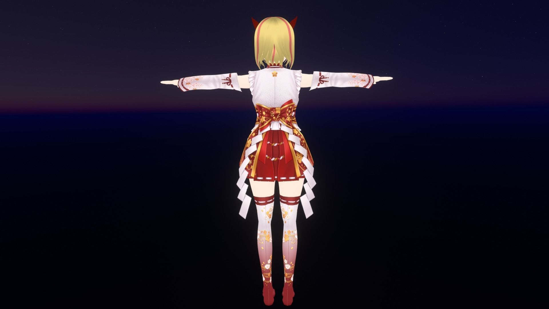 cute anime girl character - Hisa Low-poly 3D model_6
