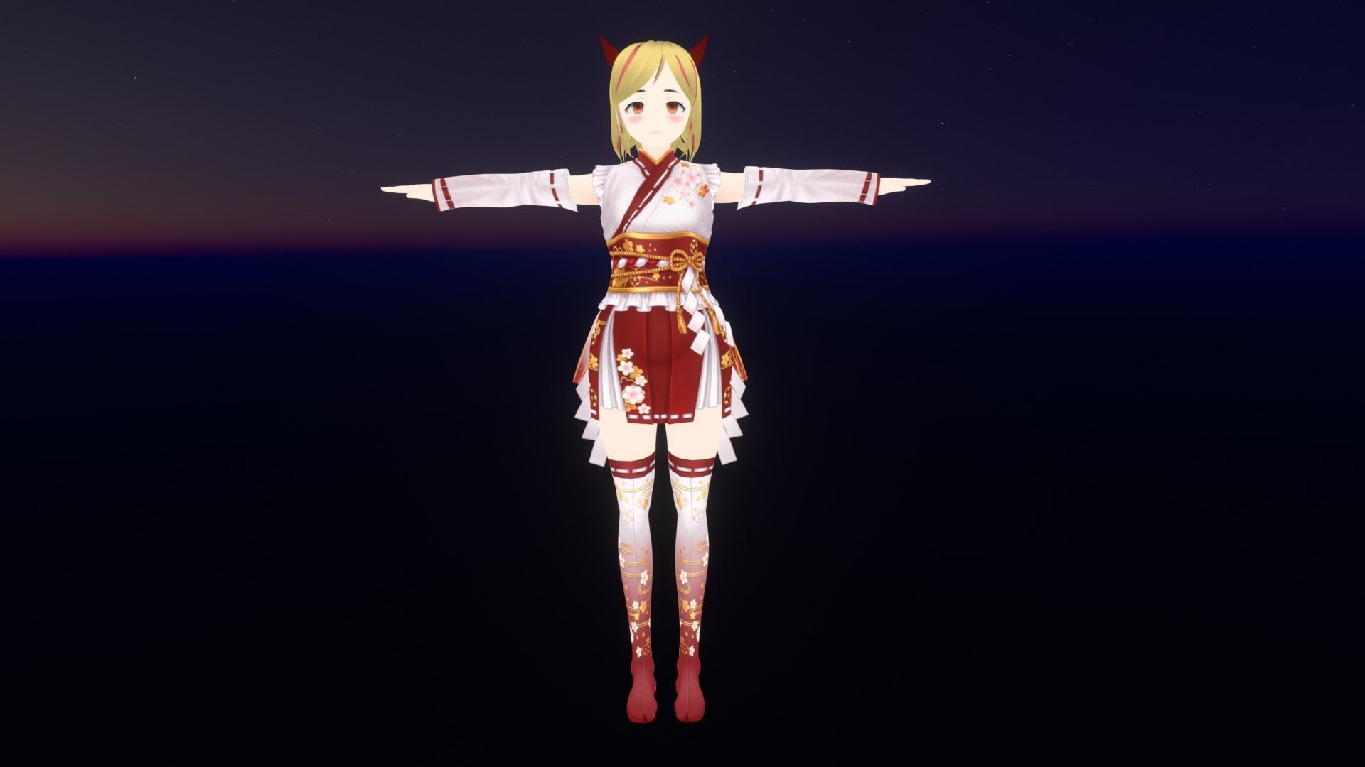 cute anime girl character - Hisa Low-poly 3D model_2