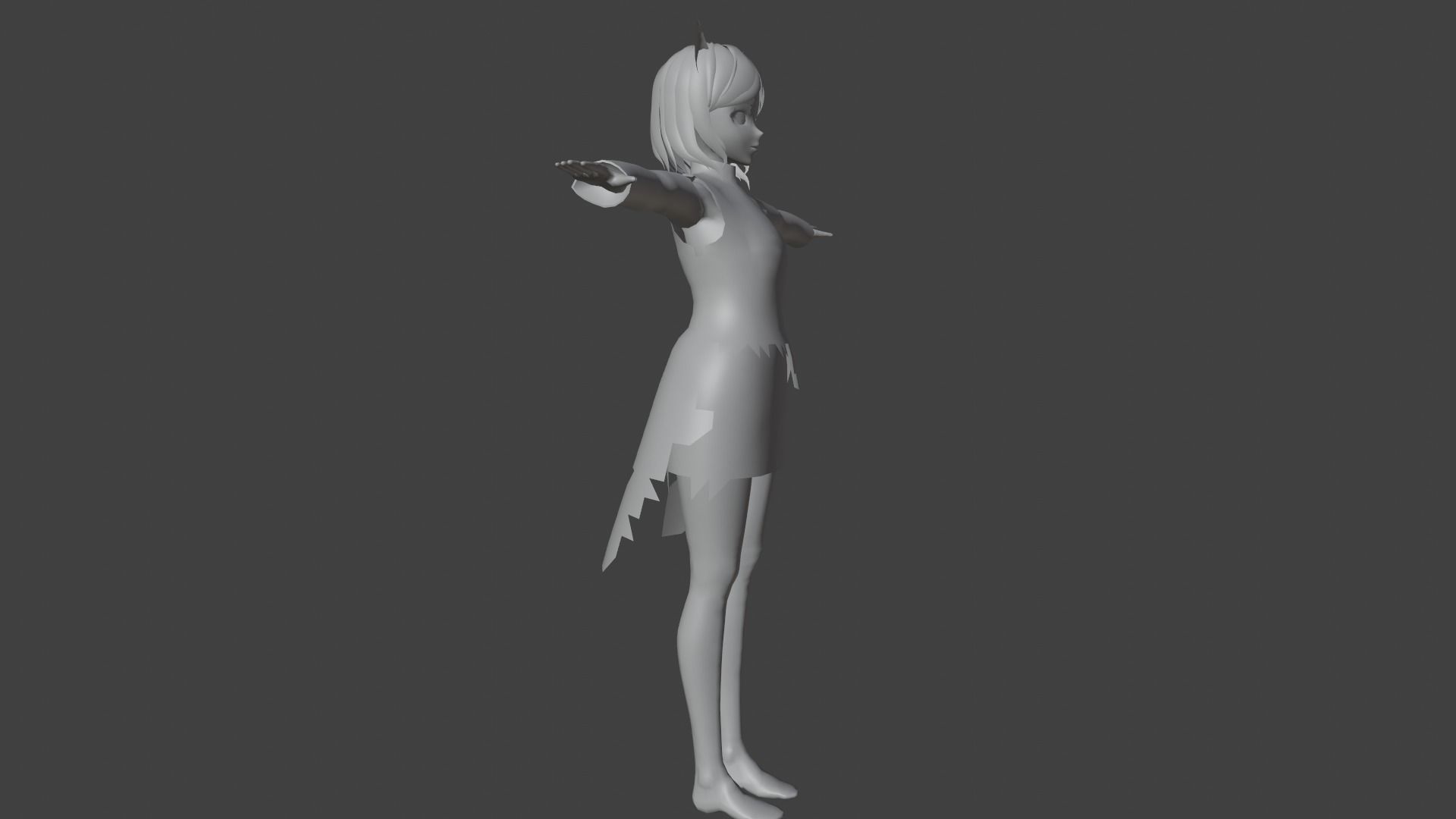cute anime girl character - Hisa Low-poly 3D model_8
