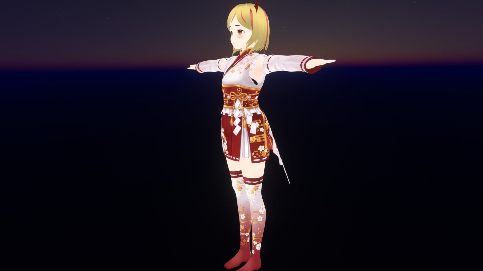 cute anime girl character - Hisa Low-poly 3D model_4