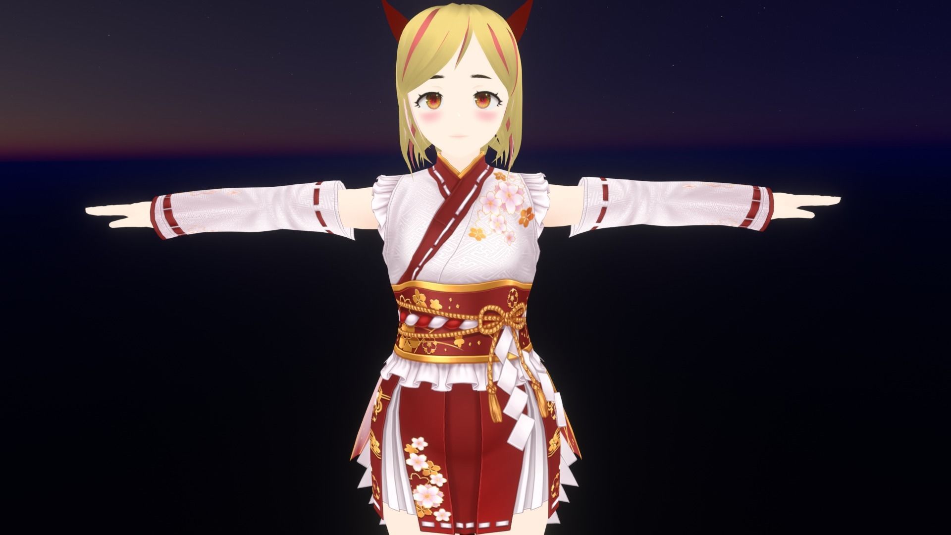 cute anime girl character - Hisa Low-poly 3D model_1