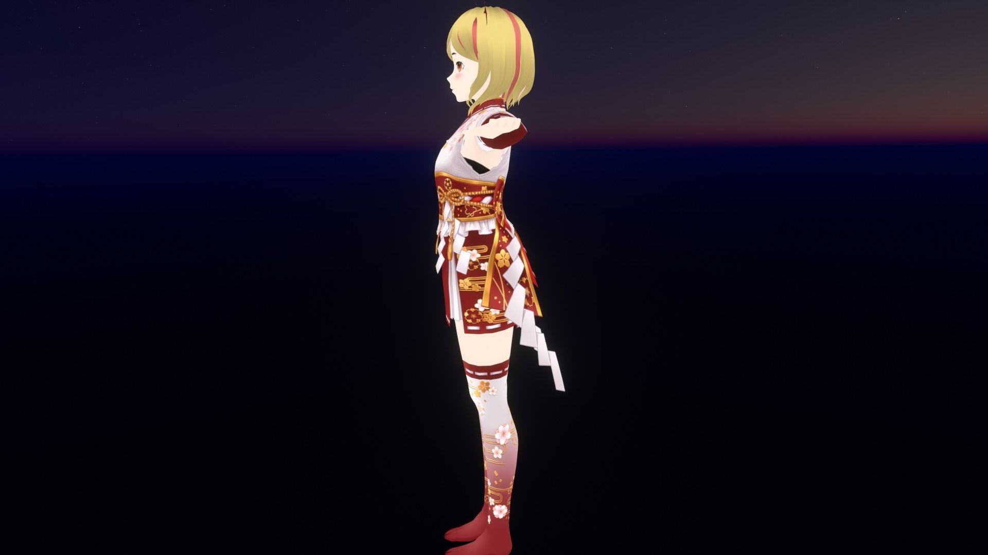 cute anime girl character - Hisa Low-poly 3D model_5