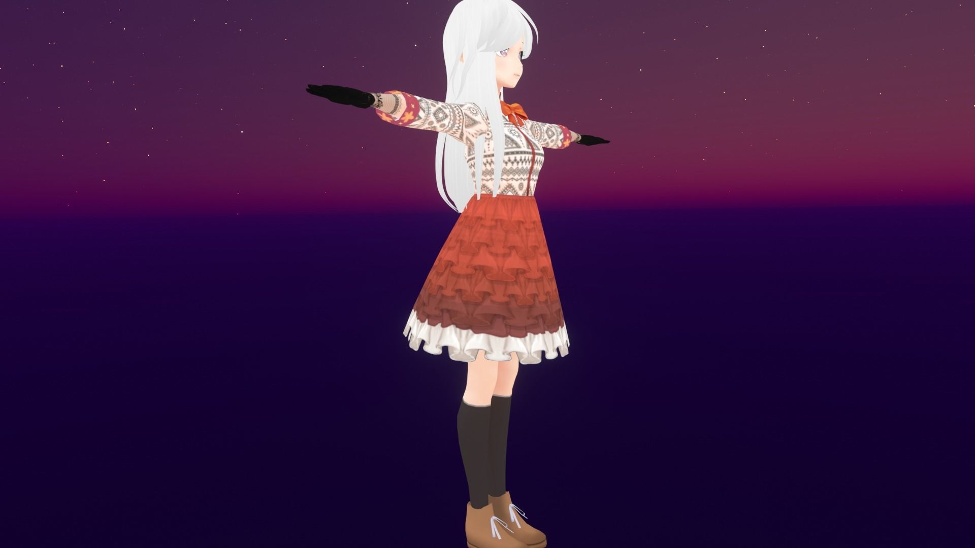 cute anime girl character - Kameko Low-poly 3D model_5