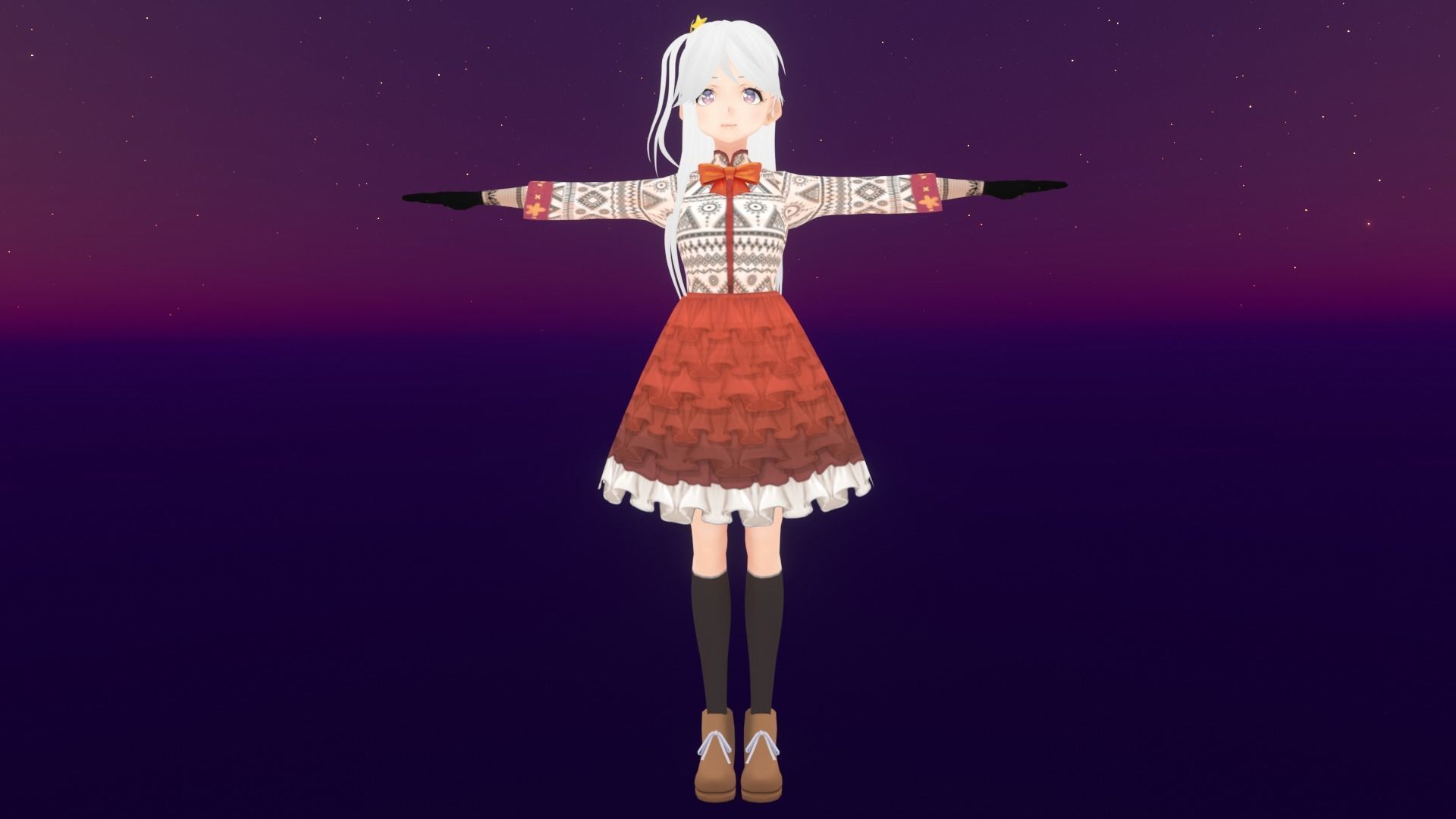 cute anime girl character - Kameko Low-poly 3D model_2