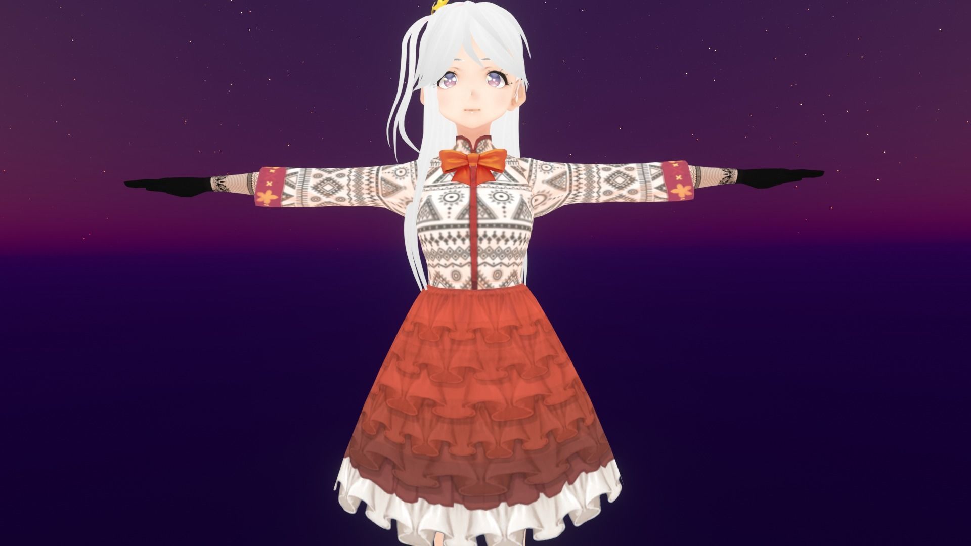 cute anime girl character - Kameko Low-poly 3D model_1