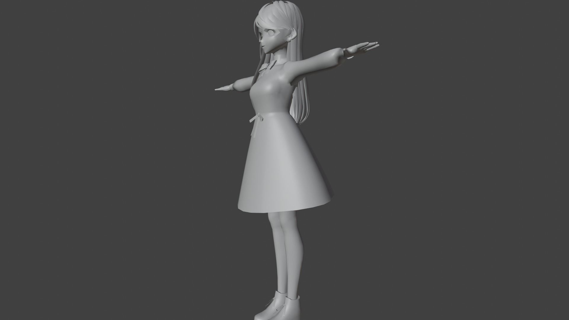 cute anime girl character - Kameko Low-poly 3D model_8
