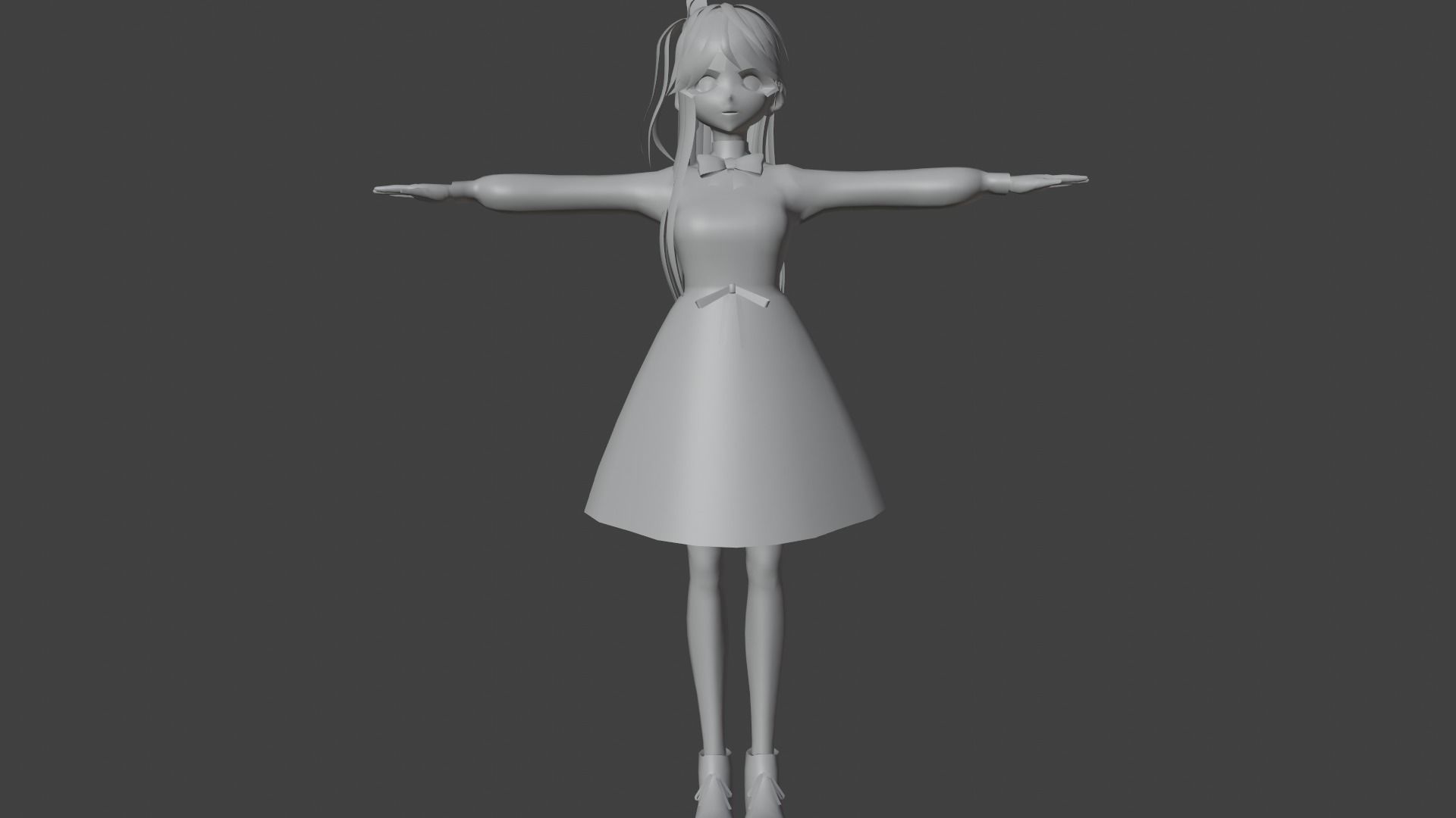 cute anime girl character - Kameko Low-poly 3D model_7
