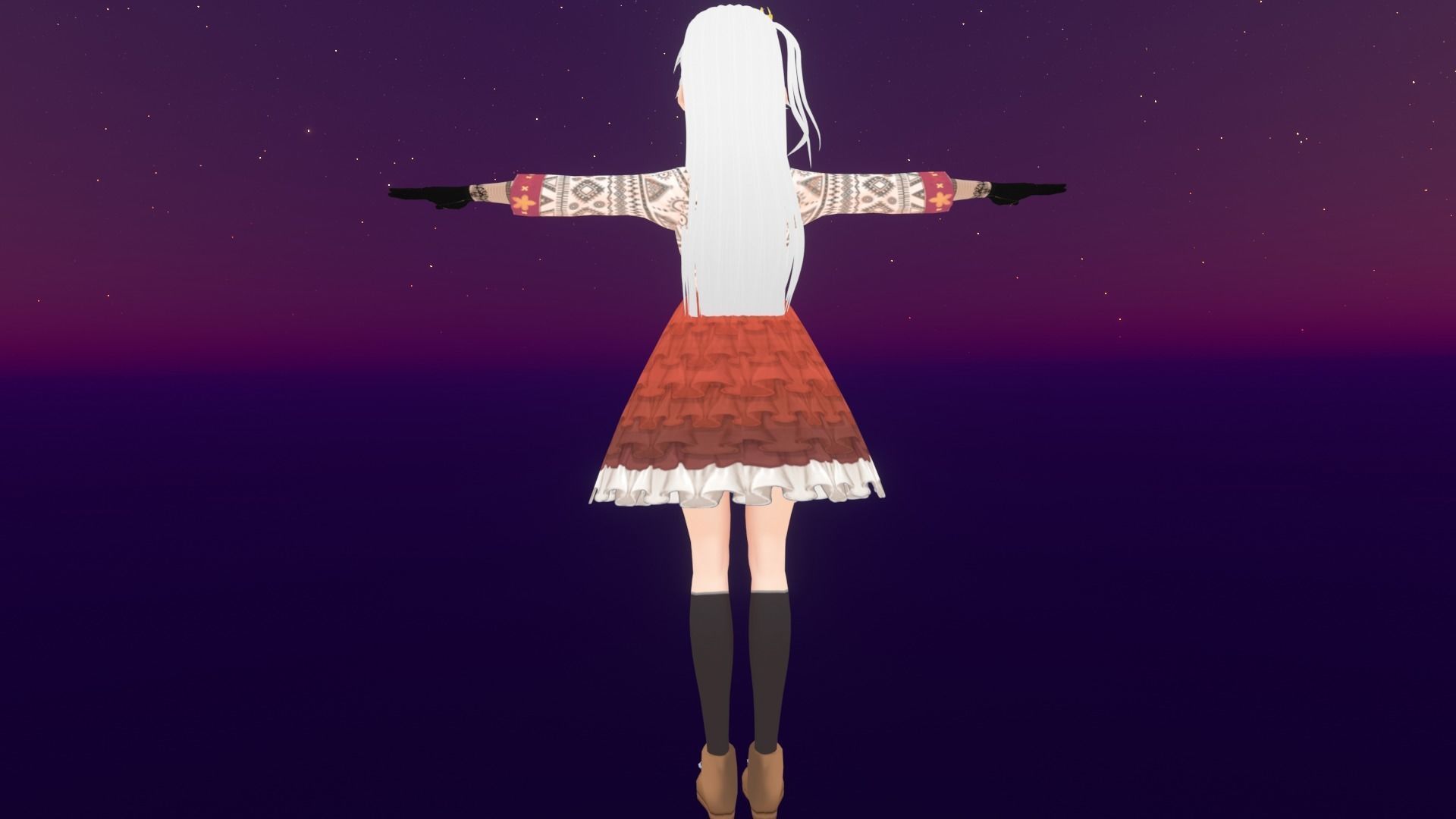 cute anime girl character - Kameko Low-poly 3D model_6