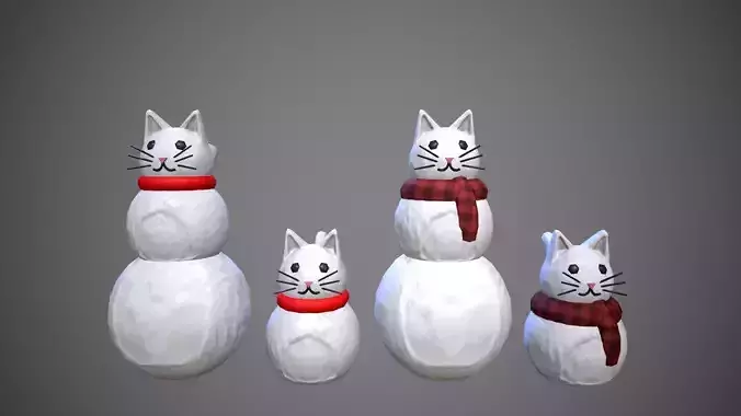 Snowman cat Low-poly 3D model