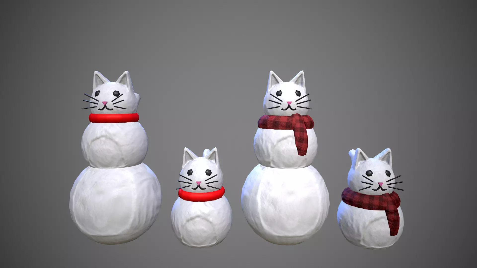 Snowman cat Low-poly 3D model