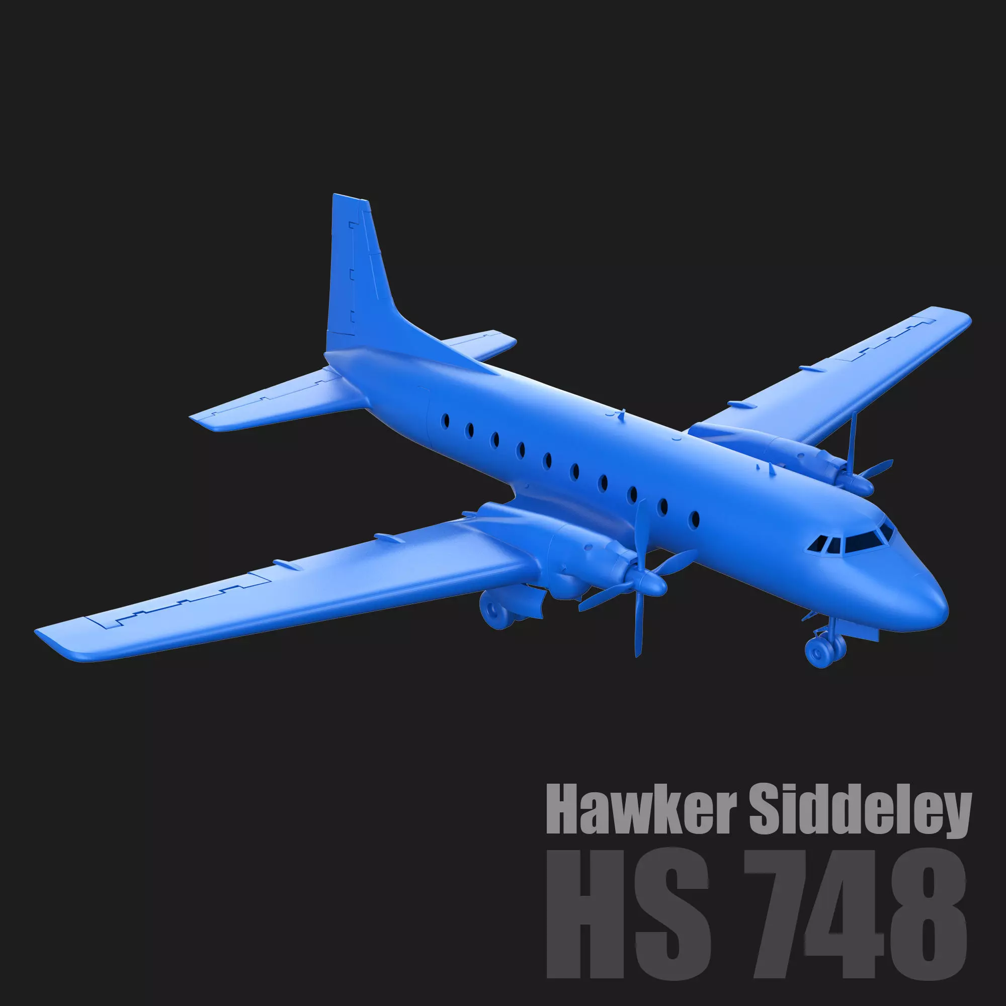 HAWKER SIDDELEY HS 748 3D print model_0