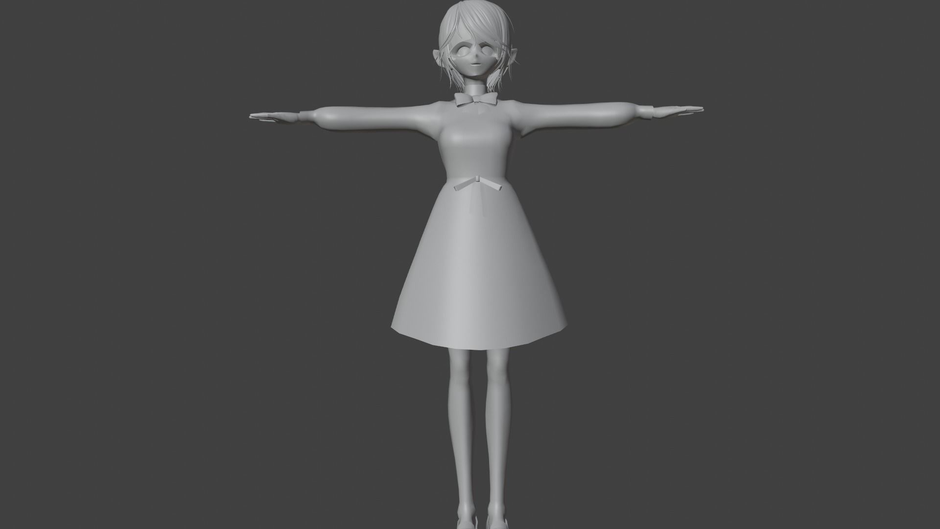 cute anime girl character - Katsumi Low-poly 3D model_7