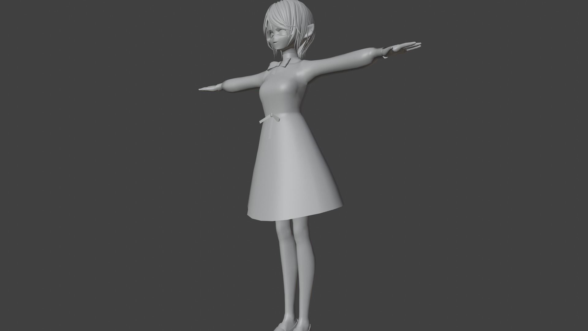 cute anime girl character - Katsumi Low-poly 3D model_8