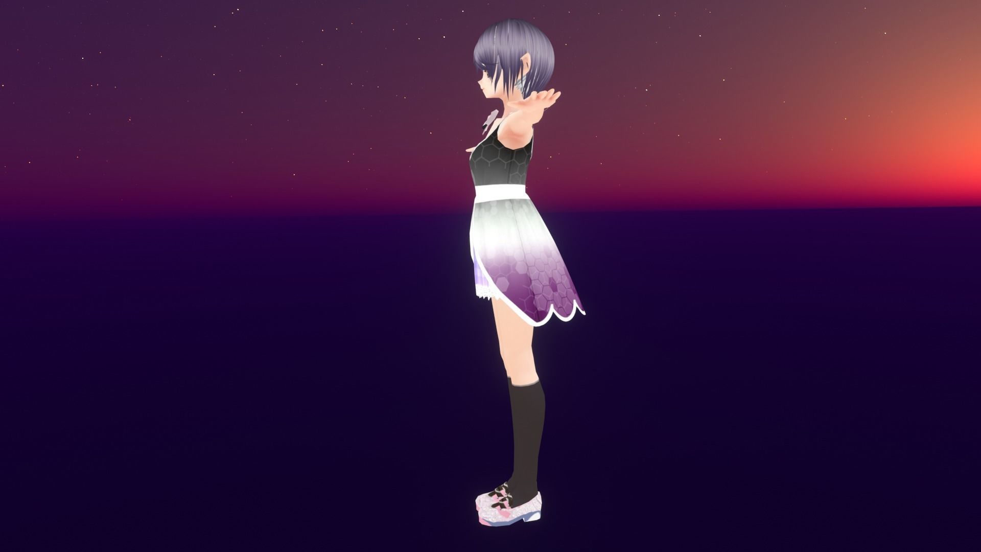 cute anime girl character - Katsumi Low-poly 3D model_4