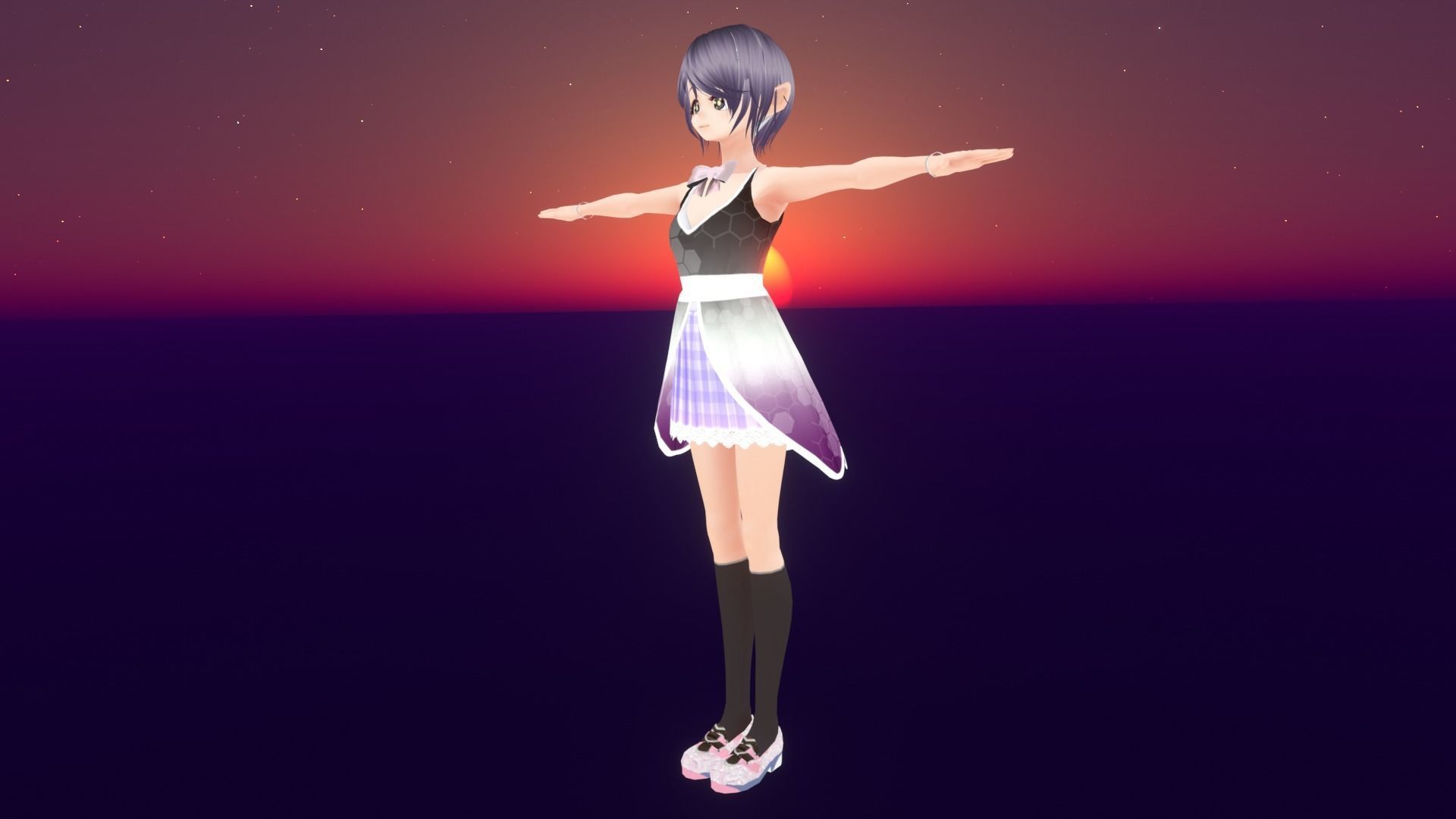 cute anime girl character - Katsumi Low-poly 3D model_5