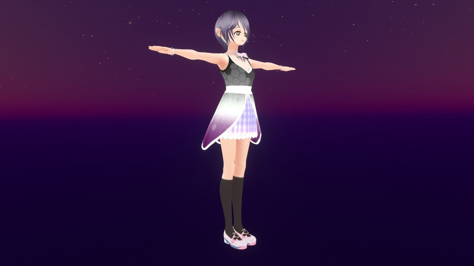 cute anime girl character - Katsumi Low-poly 3D model_3