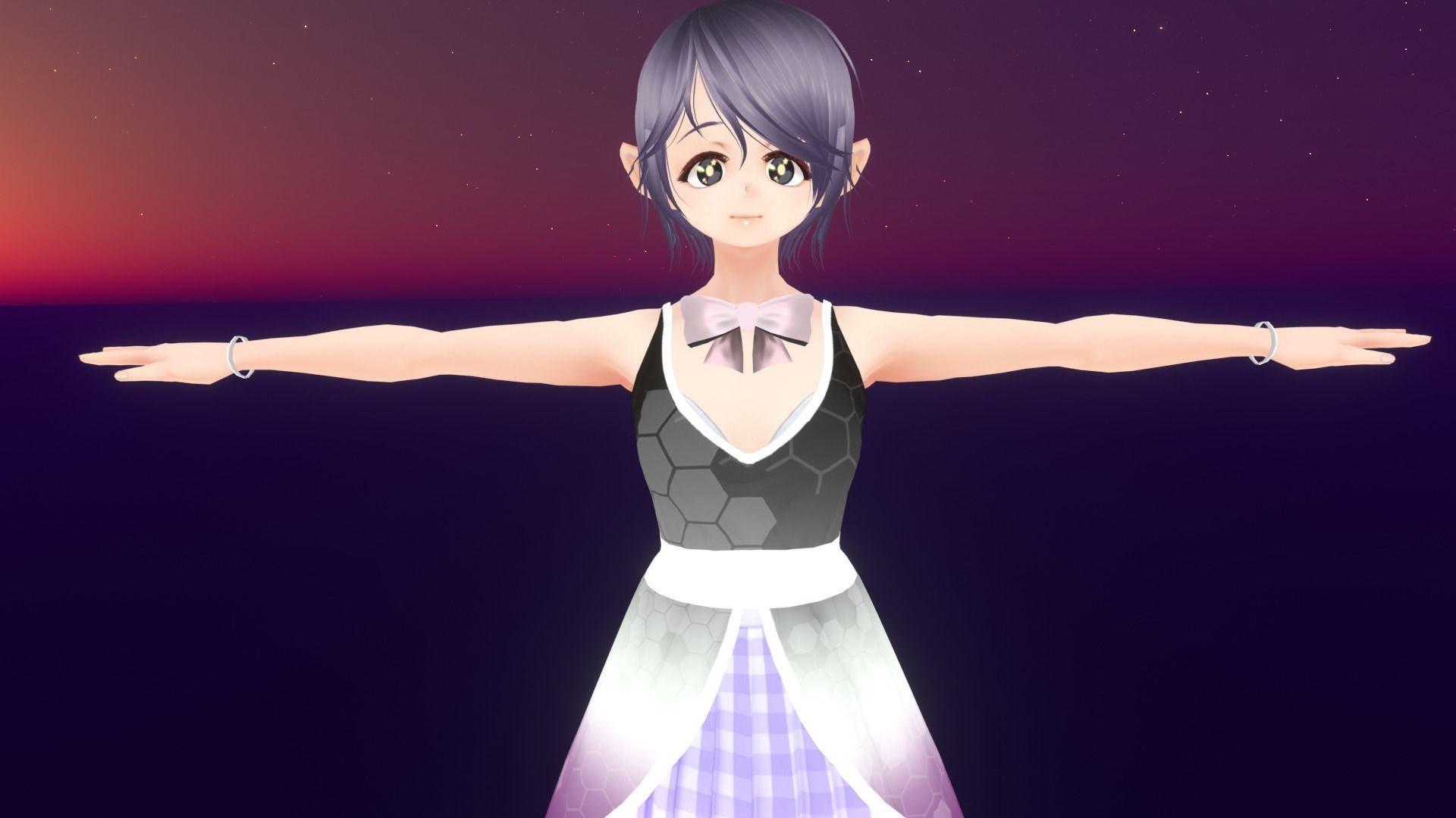 cute anime girl character - Katsumi Low-poly 3D model_2