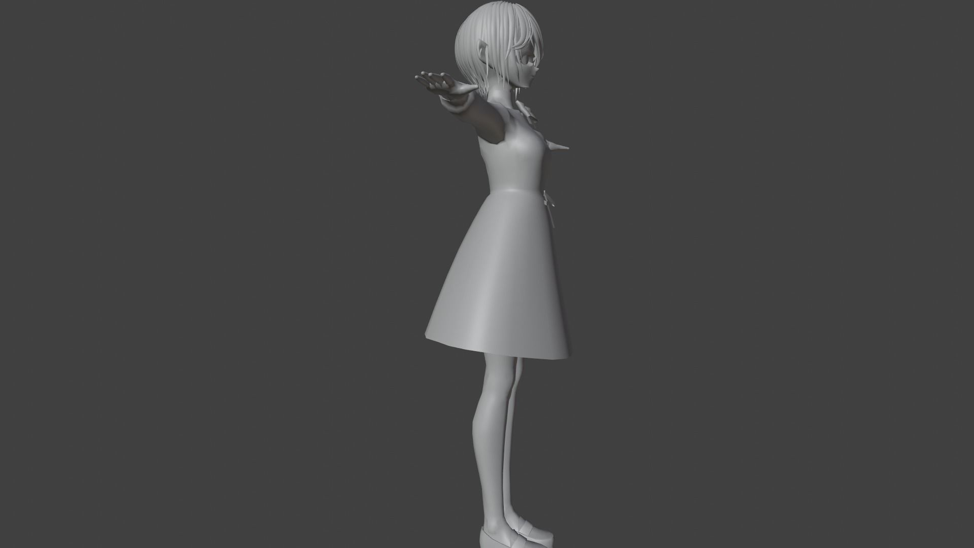 cute anime girl character - Katsumi Low-poly 3D model_9