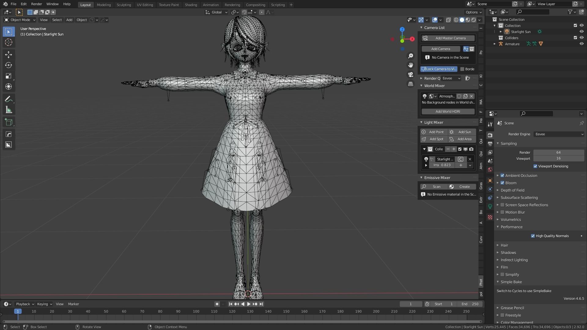cute anime girl character - Katsumi Low-poly 3D model_11