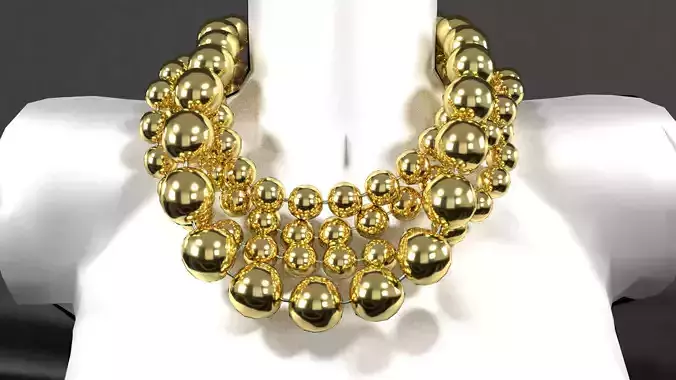 Big Metal Balls Necklace 3D model