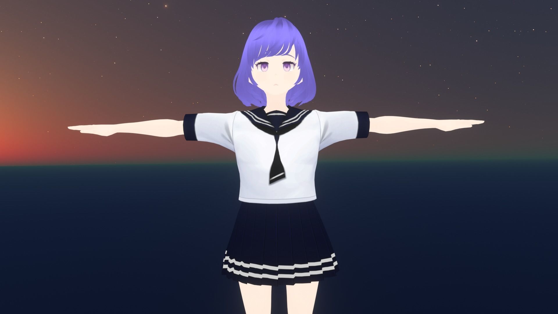 cute anime girl character - Mako Low-poly 3D model_1