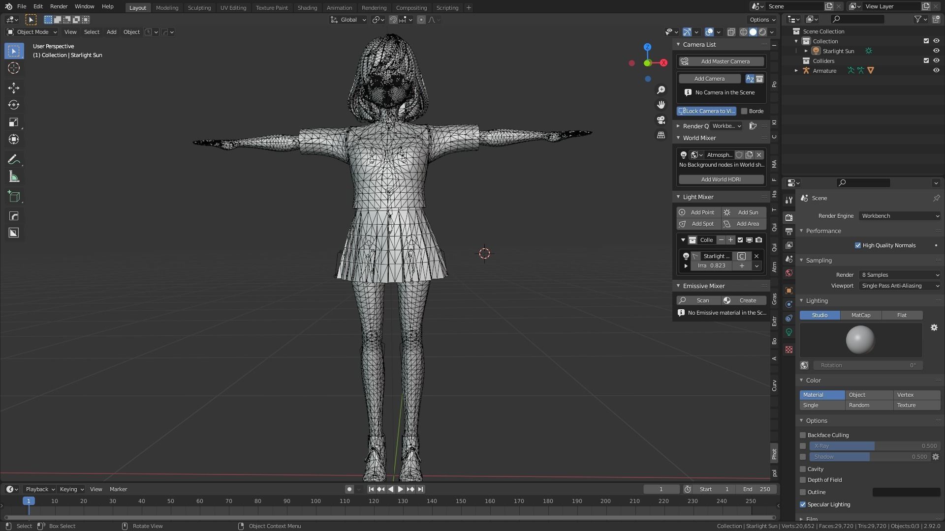 cute anime girl character - Mako Low-poly 3D model_11