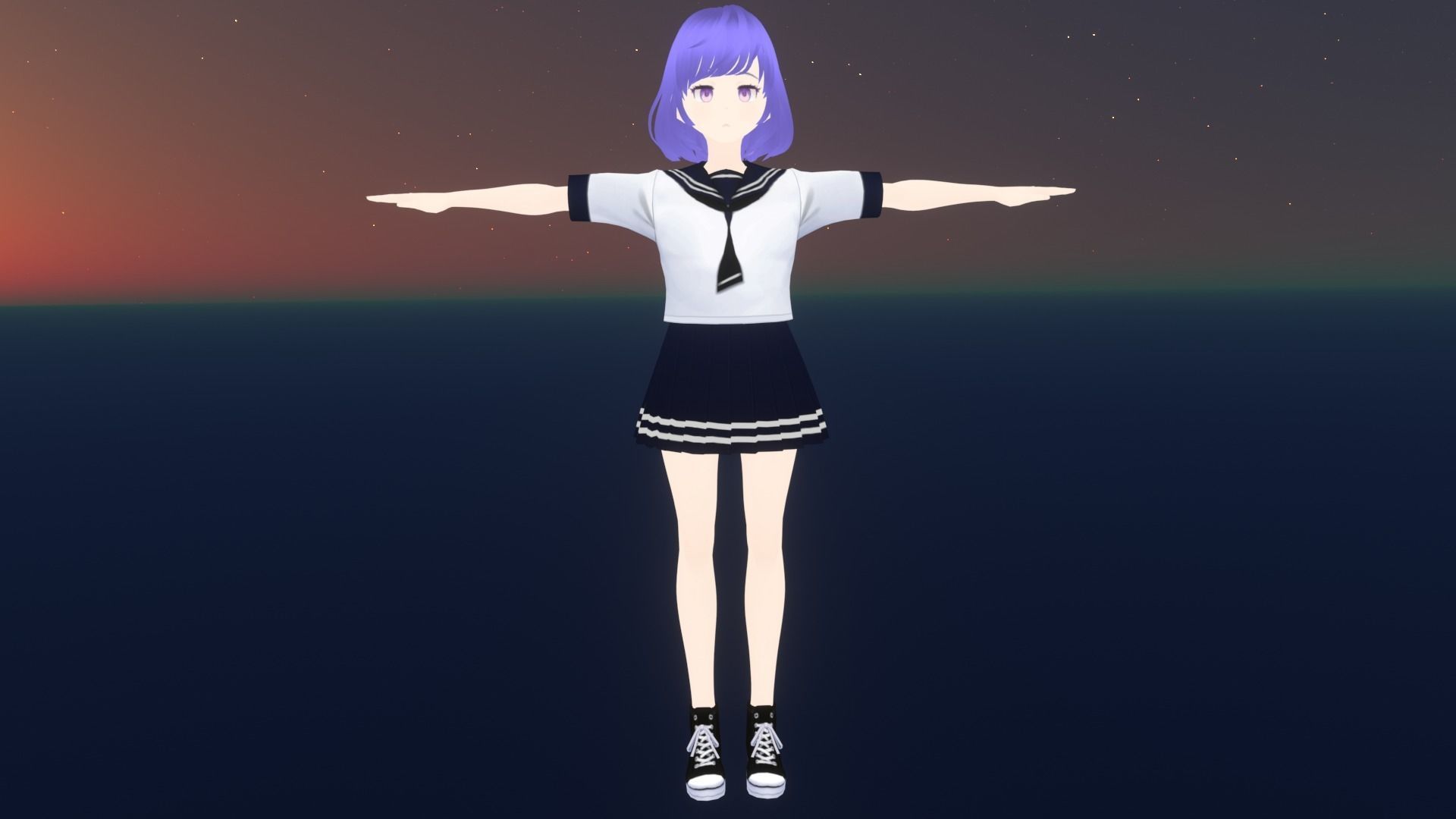 cute anime girl character - Mako Low-poly 3D model_2