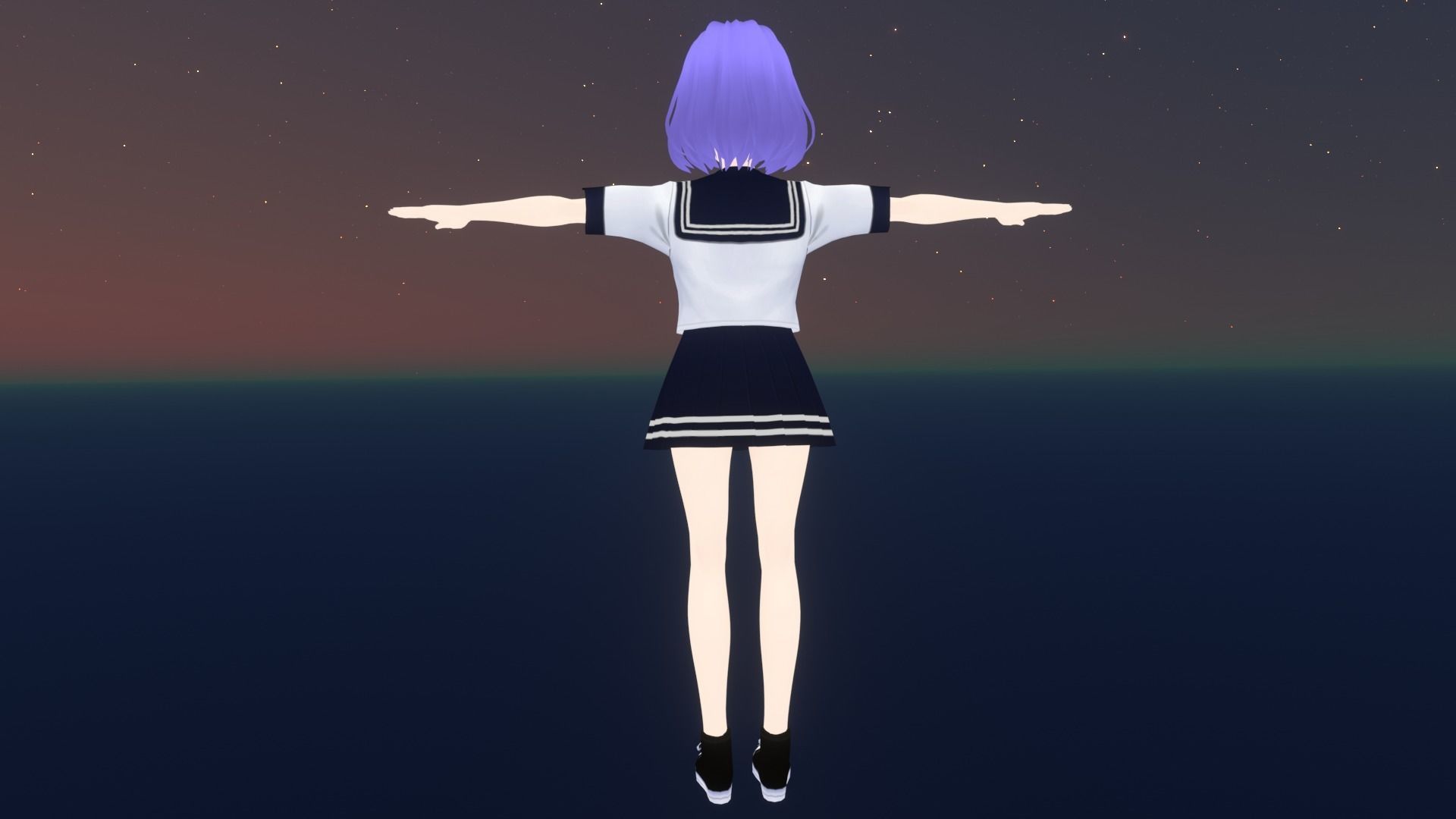 cute anime girl character - Mako Low-poly 3D model_5