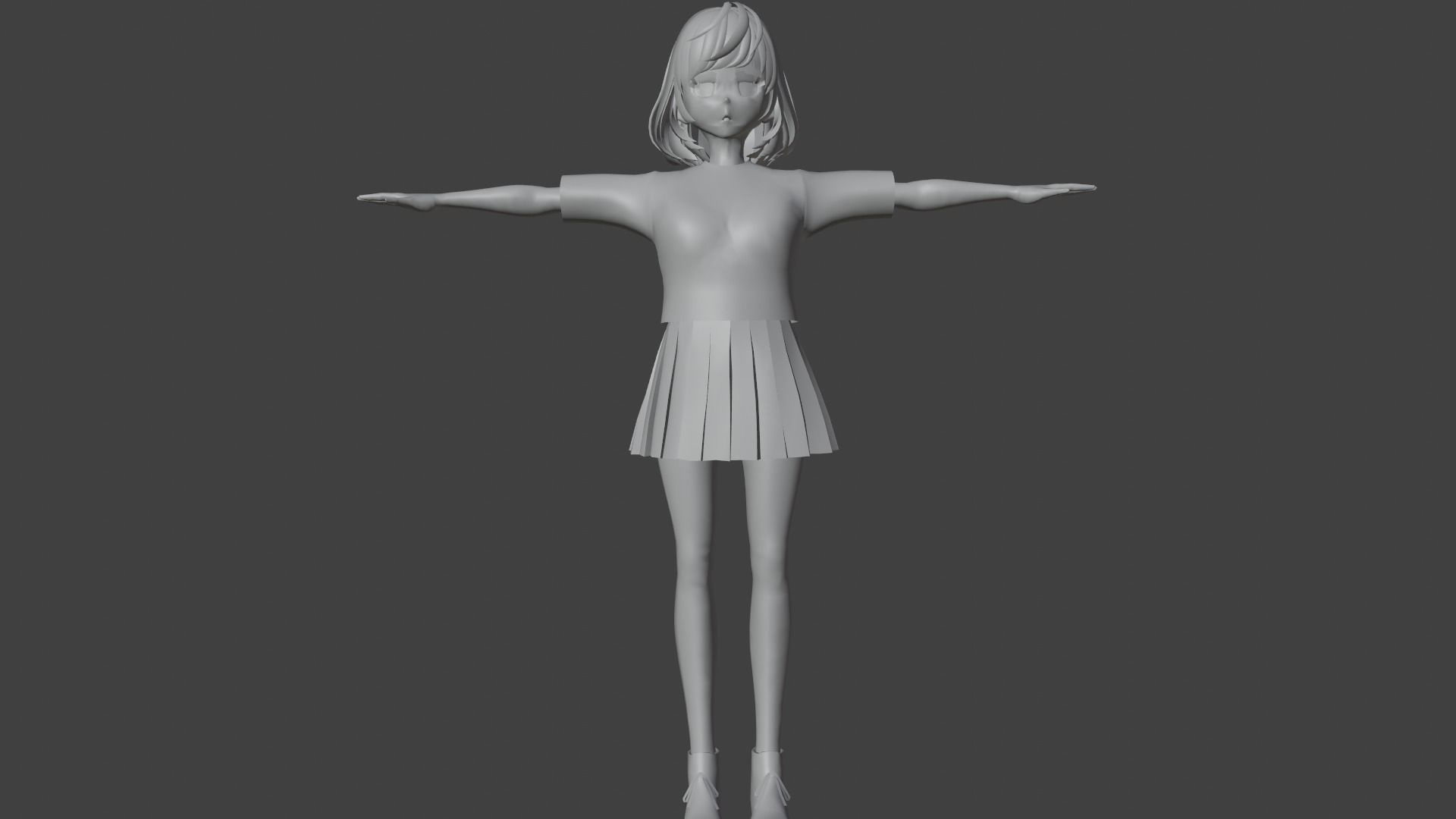 cute anime girl character - Mako Low-poly 3D model_8