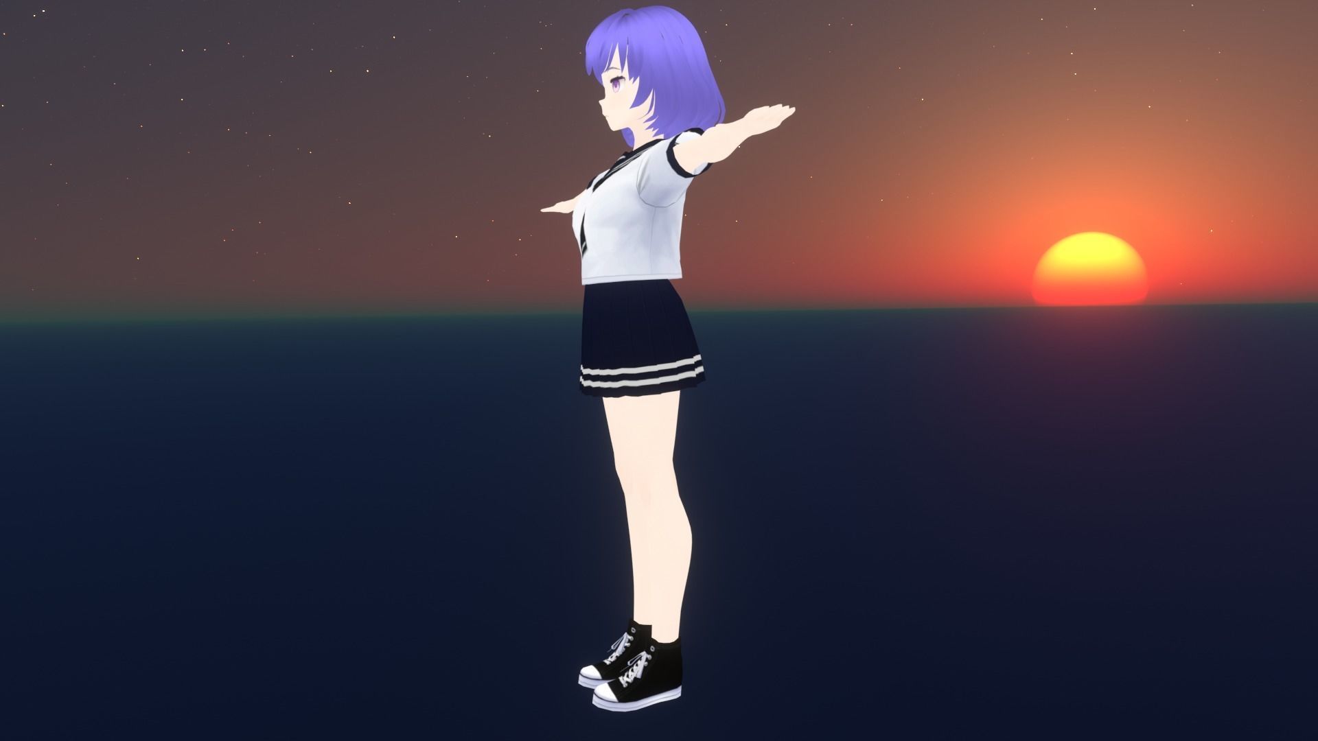 cute anime girl character - Mako Low-poly 3D model_4