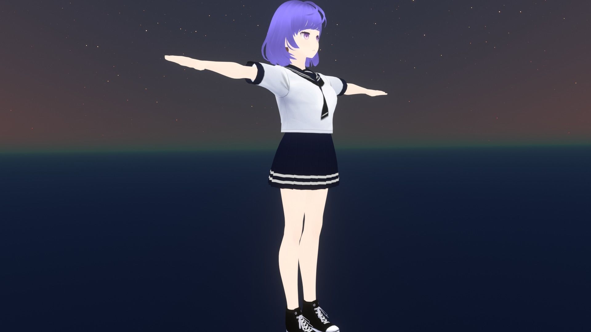 cute anime girl character - Mako Low-poly 3D model_3