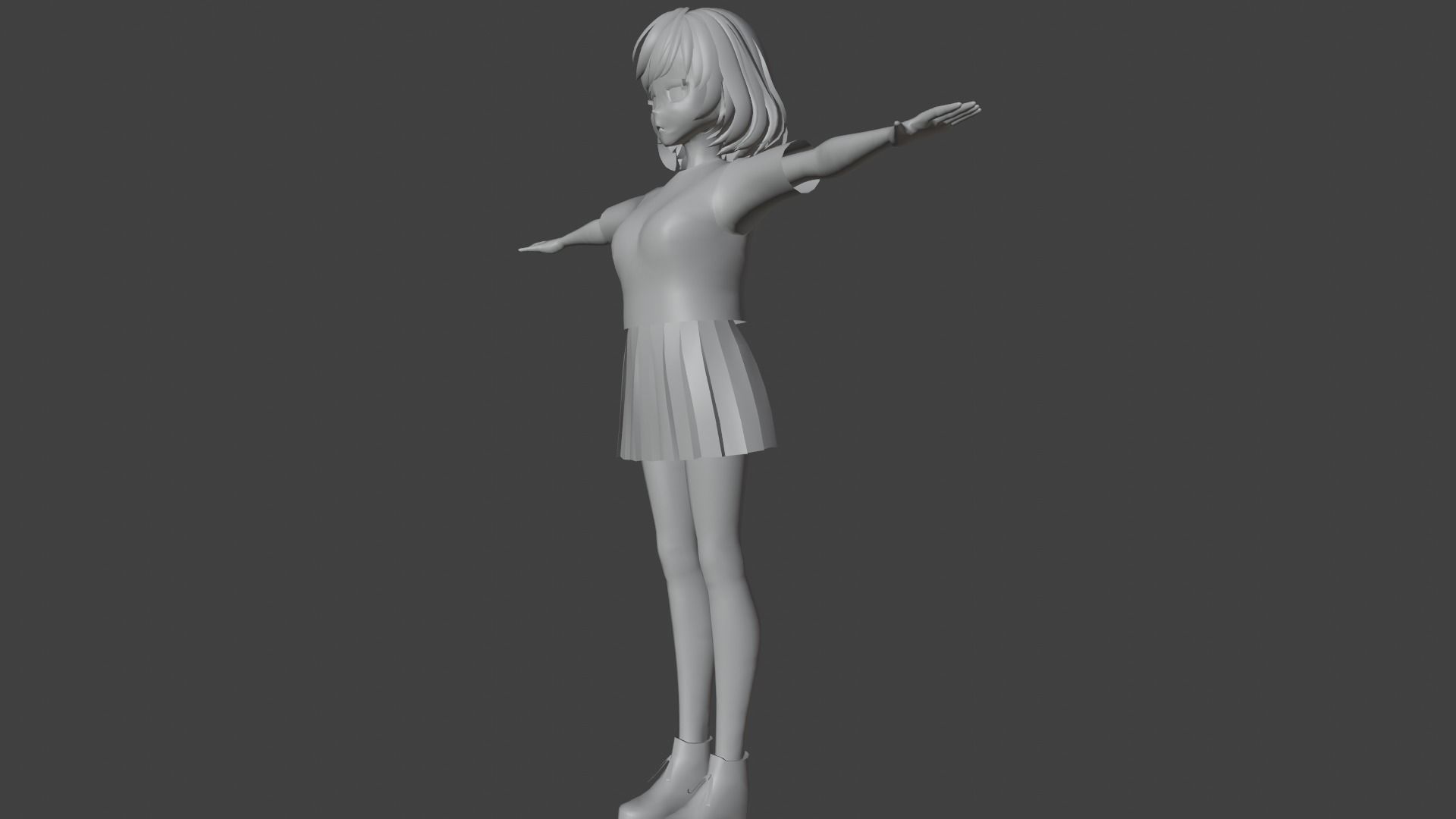 cute anime girl character - Mako Low-poly 3D model_7