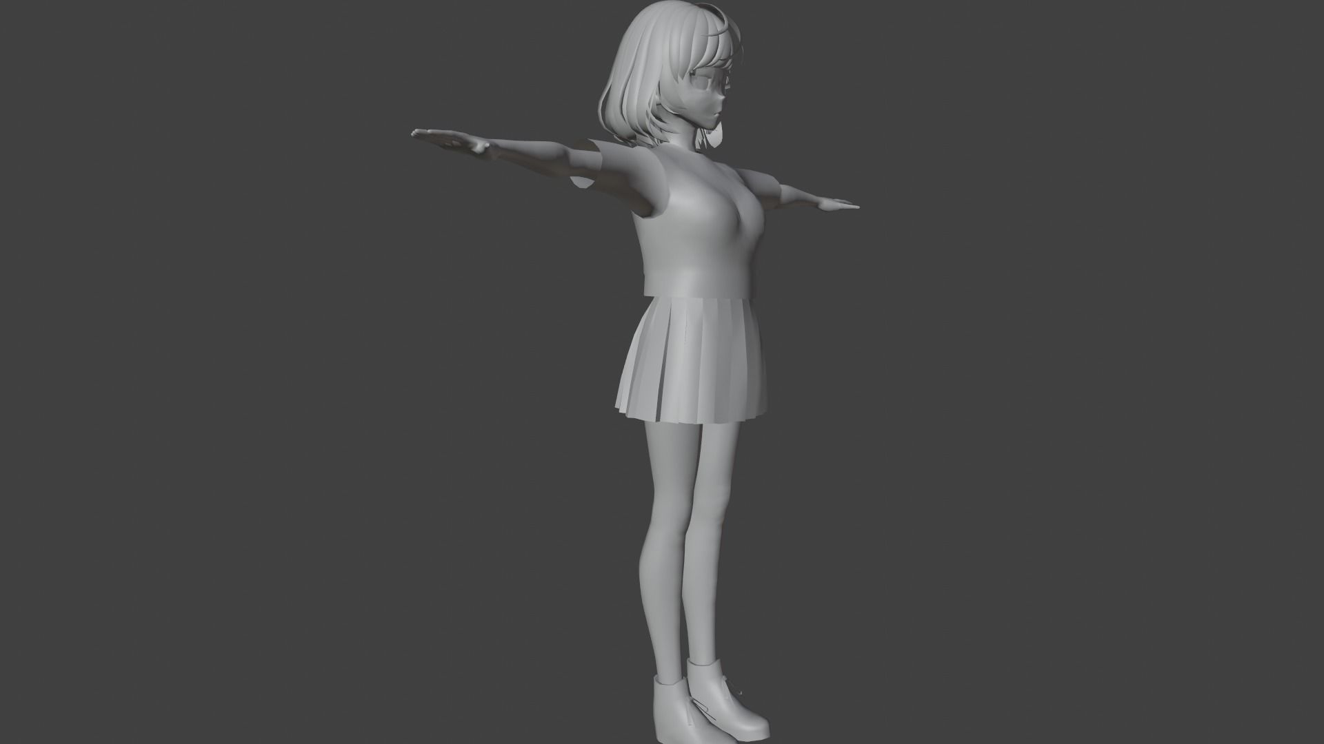 cute anime girl character - Mako Low-poly 3D model_9