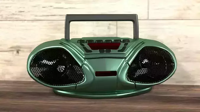 BoomBox on wooden table 3D model