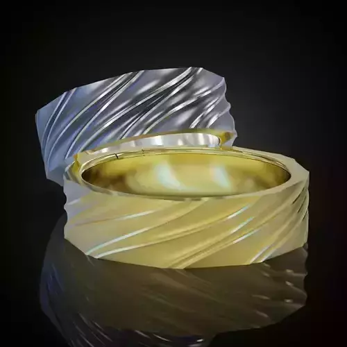Wavy matt wedding rings set 