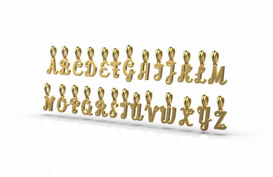Pendant with 26 alphabet letters 3dm model 3D print model_5