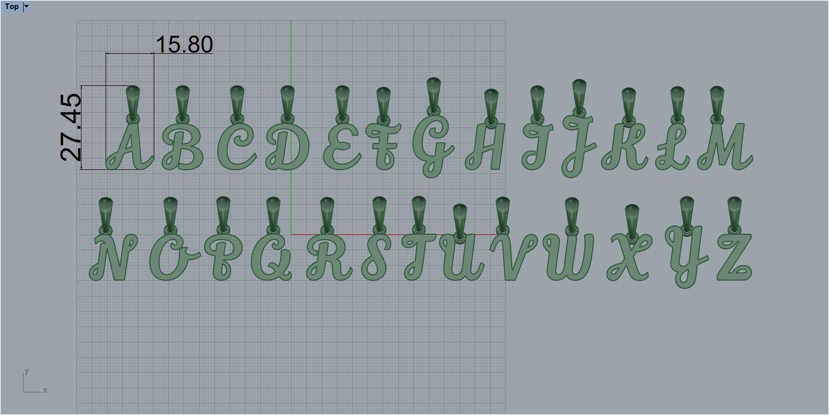 Pendant with 26 alphabet letters 3dm model 3D print model_1