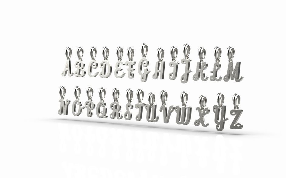 Pendant with 26 alphabet letters 3dm model 3D print model_9